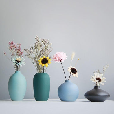 Four Different Styles of Japandi Porcelain Vases in Neutral Colors Options