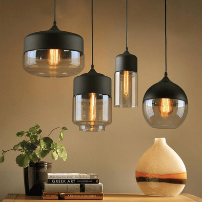 Edison Drum Pendant Lights by Berken Stone. Close-up shot of the Drum Wide, Normal, Narrow and Oval.